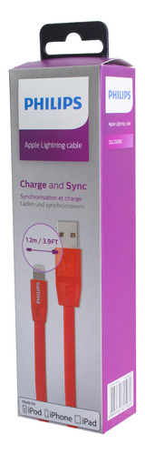 Dlc2508c Cable iPhone 1.2 Mts Goma Plano Rojo