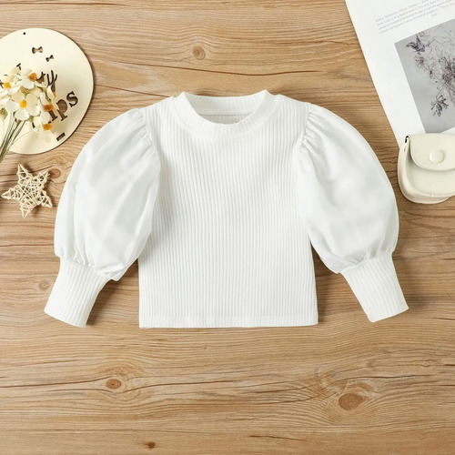. Conjunto De Ropa Niñas Blusa Mangas Abullonadas +