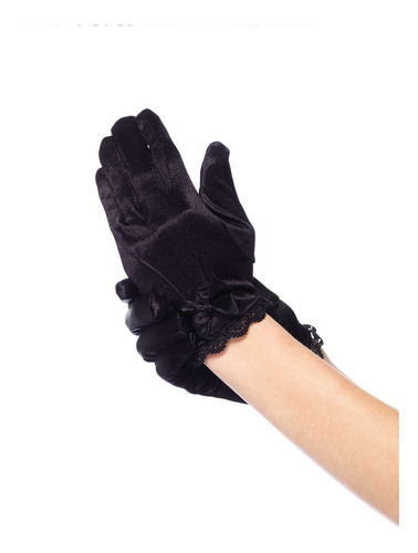 Leg Avenue Guantes De Saten Para Nios, Mediano, Negro