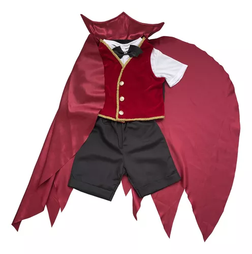 fantasia vampira infantil de luxo com capa removível para Halloween