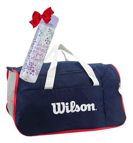 Bolso Deportivo Hombre Wilson Gimnasio Viaje Mediano Tennis Color Azul Azul Gris