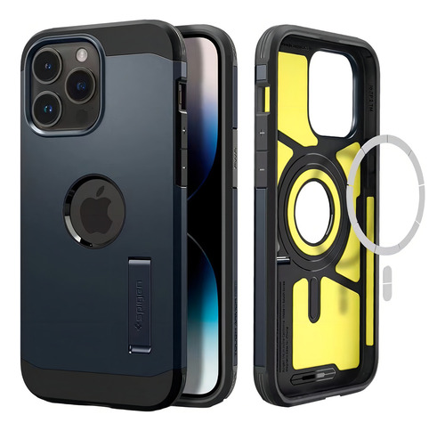 Capa De Celular Com Suporte Magnético Para iPhone 13 Pro Max Cor Azul Escuro iPhone 14 Pro (magnético)