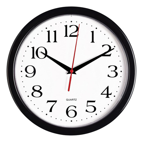 Bernhard Products Reloj De Pared Negro Silencioso Sin Tictac