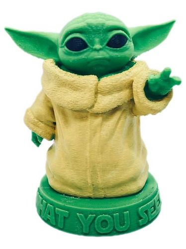 Baby Yoda Señalando Impreso En 3d