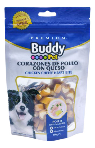 Snack Premio Buddypet Corazones De Pollo Con Queso 100 Gr