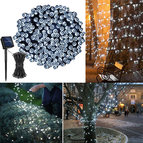 Cadena De Luces Solares Para Árbol De Navidad, 200 Bombillas