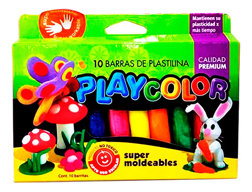 Plastilinas X 10 Color  Playcolor  Surtidas Colores Intensos