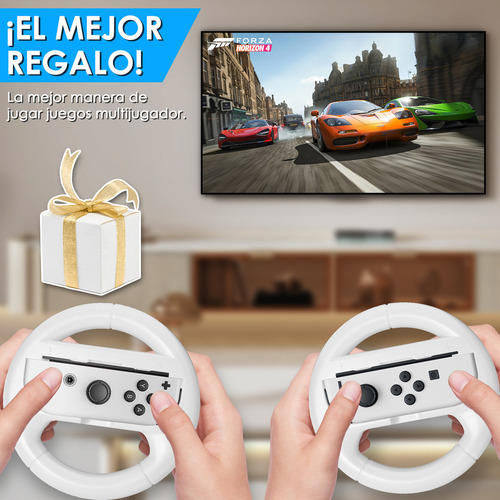 Volante para Nintendo Switch OLED Joy-Con Controller 2 Steering Wheel + 6 Tapas Compatible con OLED Modelo Racing Juegos Armazones Controles Accesorio Universales Diseño Ergonómico