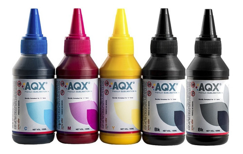 Combo Tinta Sublimacion Premium Aqx 5 Botellas De 100ml Para Impresoras Epson T33 T1110 L1300 Tx525