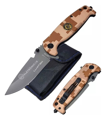Canivete Camuflado Marrom Com + Quebra Vidros Slk-d2