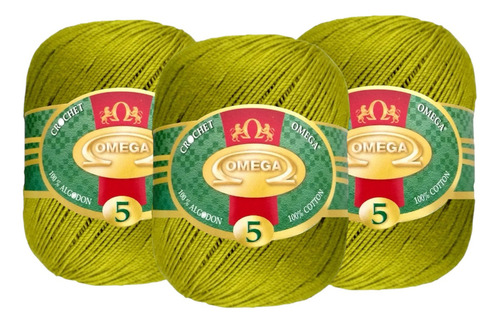 Hilo Crochet Omega No 5. 150 Gramos Color Verde Limón
