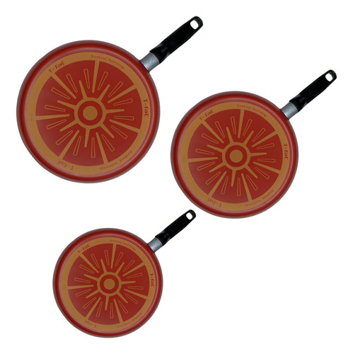 Juego De Sartenes 20 24 26 Cm Easy Cook Rojo T-fal Rojo