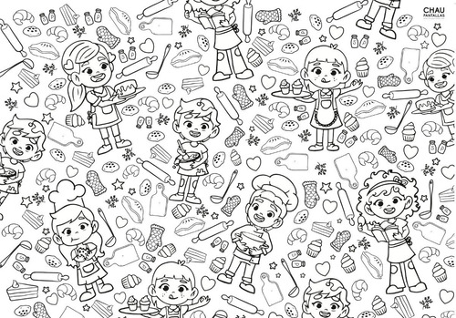 Imagen 6 de 10 de Block Individuales Personajes Para Colorear Chau Pantallas