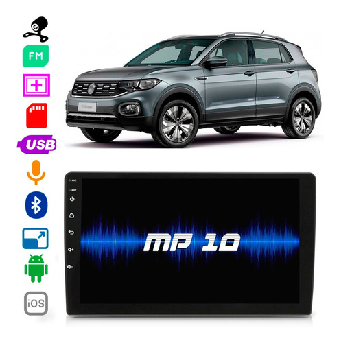 Mp5 T-cross 2019 A 2021 9 Polegadas Esp Bt Usb Fm Câmera Ré