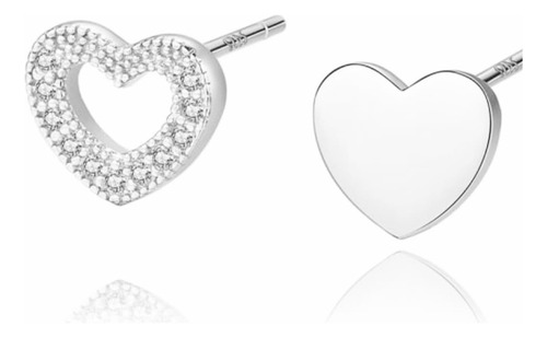 Aretes Mujer De Plata Real S925. Corazones