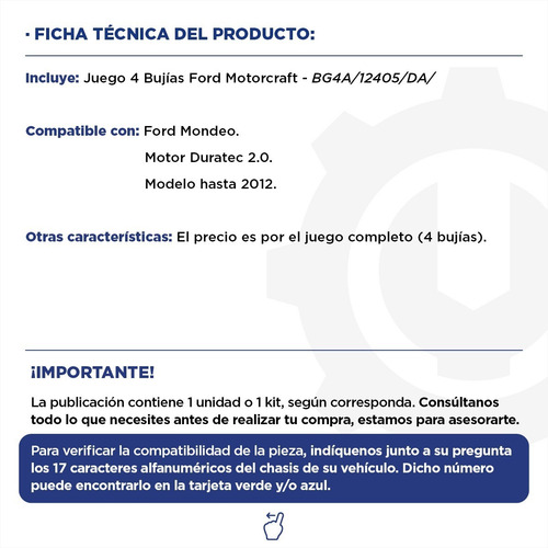 Imagen 2 de 9 de Juego De 4 Bujías Ford Motorcraft Mondeo 2.0 Duratec Origina