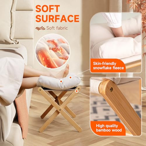 Taburete Plegable Reposapiés Otomano Madera Banco Zapatos Sa