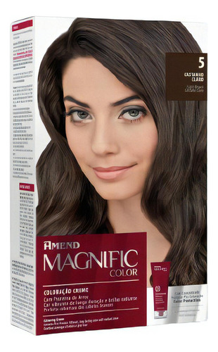 Kit Tintura Amend  Magnific color Kit coloração creme tom 5 castanho claro para cabelo