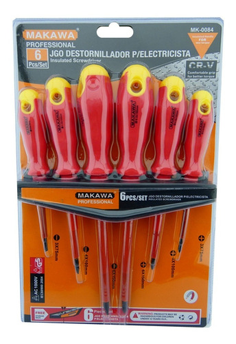 Set Kit Juego De Destornilladores Electricos 6 Piezas Makawa