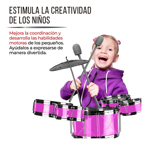 - Bateria For Niños Banco Platillo Bombo Baquetas Redlemon