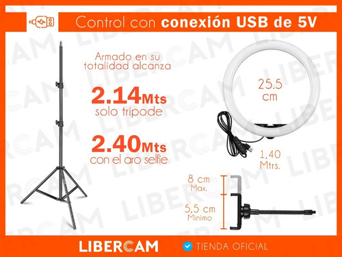 Imagen 4 de 10 de Aro Anillo Selfie Luz Led Trípode 1.88m Ring Light Celular