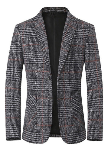 Blazer Hombre Estilo Británico Clásico Patrón De Cuadros