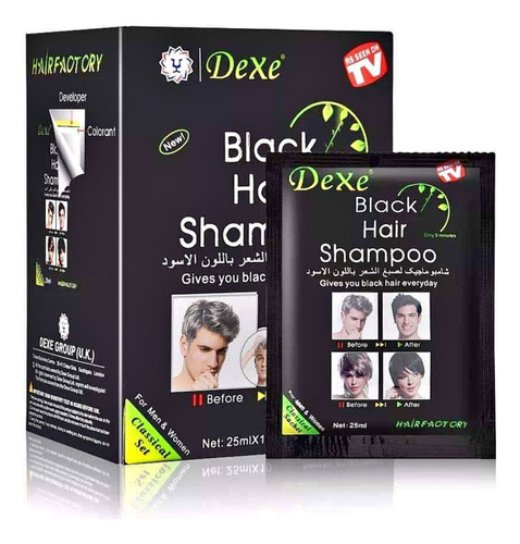 Hair Black Shampoo Cubre Cana Cabello Contiene 10 Sobres 