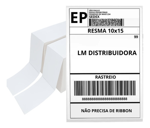 Etiqueta Térmica Para Impressão 10x15 Resma 2.000 Mil Envio