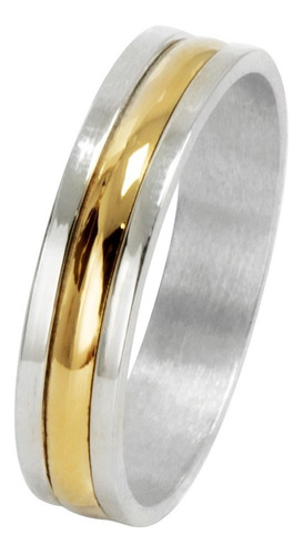  Alianza Plata Y Oro 5mm Compromiso Casamiento Anillo Cinta