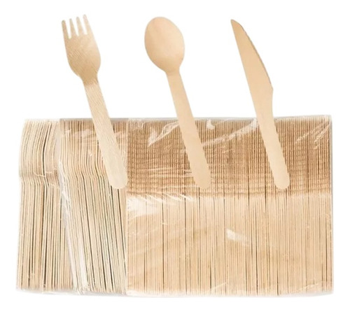 96 X Cubiertos, Servicio De Madera Desechable Ecológico