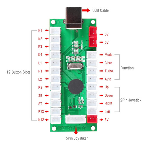 Eg Starts Arcade 2 Player Zero Delay Codificador Usb For Pc