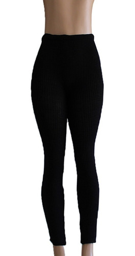 Imagem 2 de 4 de Calça Legging Canelada Grossa Lã Feminino Masculino Cós Alto