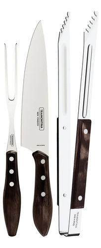 Kit de tallado Tramontina, mango de madera de acero inoxidable, 03 piezas