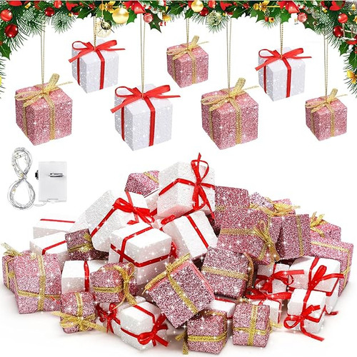 60 Cajas De Regalo Pequeñas Led De Navidad Caja De Tela Con