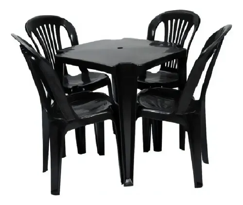 Kit Mesa + 4 Cadeiras Bistrô Jr Plásticos
