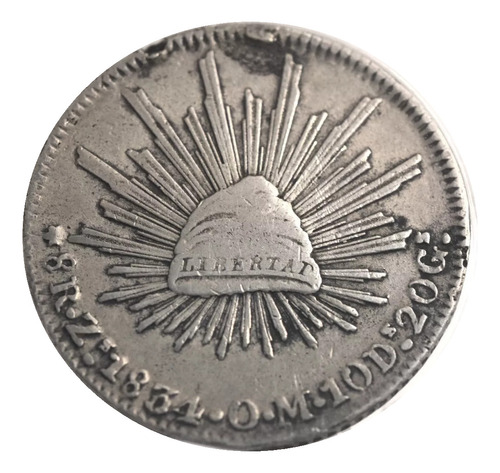 Moneda 8 Reales Plata De Zacatecas Año 1834