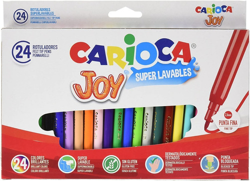 Marcadores Fibras Carioca Joy X 24 Colores Made In Italy