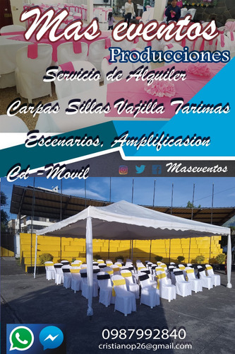 Carpas Sillas Mesas Para Eventos Escenario Tarima Sonido