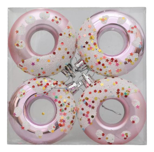 3 X 4 Piezas De Adornos Colgantes Navideños Colgantes Rosas