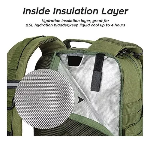 Gelindo. - Mochila táctica militar para caza, acampado, 35 l., Caqui-2,5  l), TP-KI-2.5HB