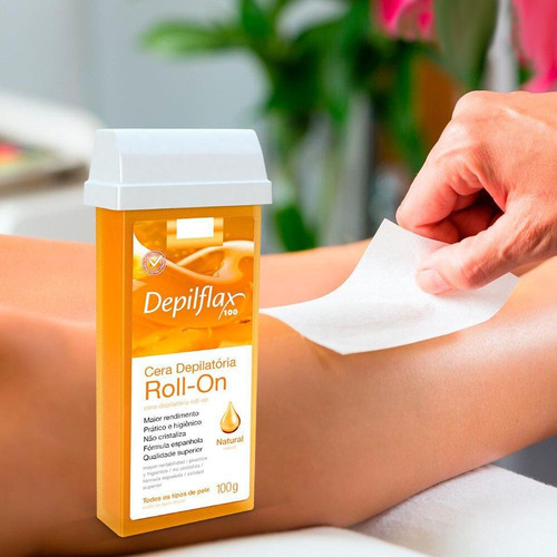 3 Refil Cera Depilação Roll-on Mel Natural 100g Depilflax