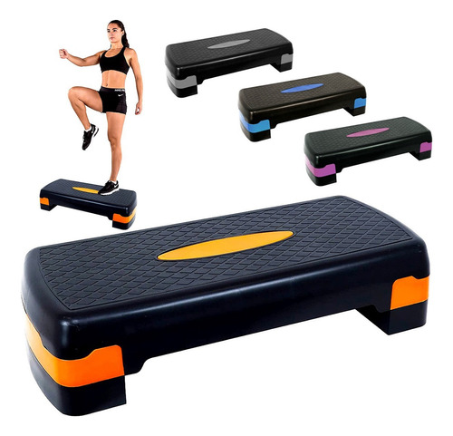 Step Banco Aerobics Fitness Ajustable 10 A 15, Largo 67 Cm Color Naranja