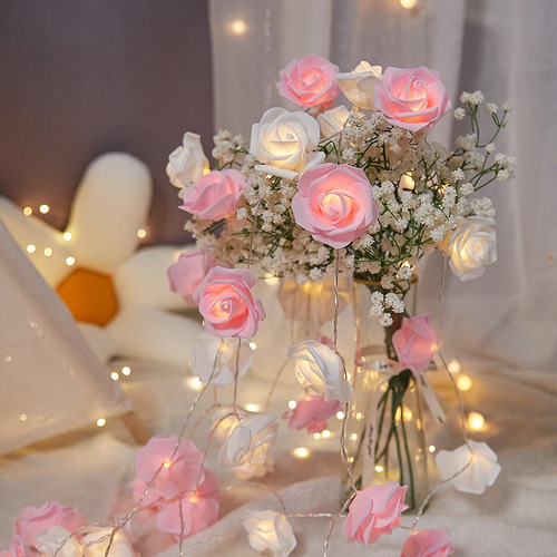 Rose White + Pink, Batería De 5 Metros Y 40 Lámparas, Led Ro