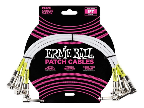 Ernie Ball P06055 Pack 3 Cables Interpedal 30 Cm Blancos