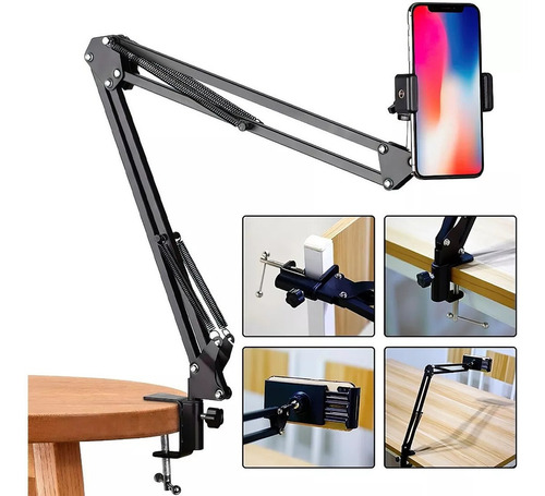 Suporte De Mesa Braço Articulado Aço Microfone Profissional