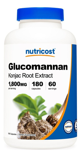 Glucomannan Glucomanano Fibra 1800 Mg 180 Capsulas Nutricost