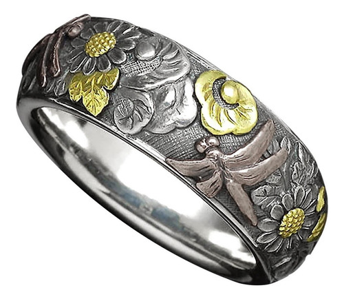 Anillo De Flores Vintage Hecho A Mano Con Flores Y Animales