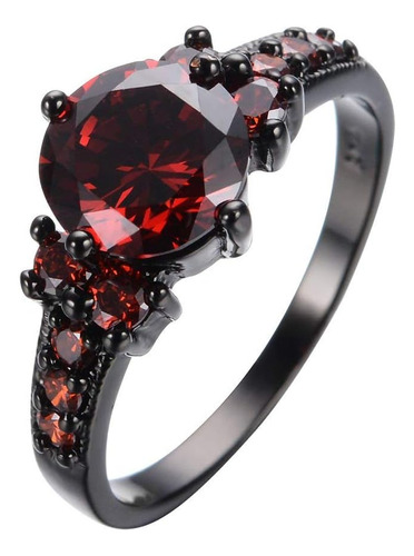 Anillo De Compromiso De Boda De Granate Rojo Vintage 10...