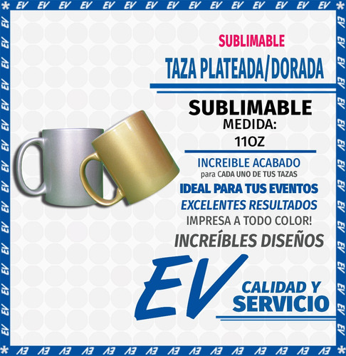 Taza Plata O Dorada Para Sublimar Sublimacion (1 Pieza)