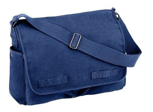 Rothco De Época De Lona Lavada Bolsa De Mensajero, Azul.